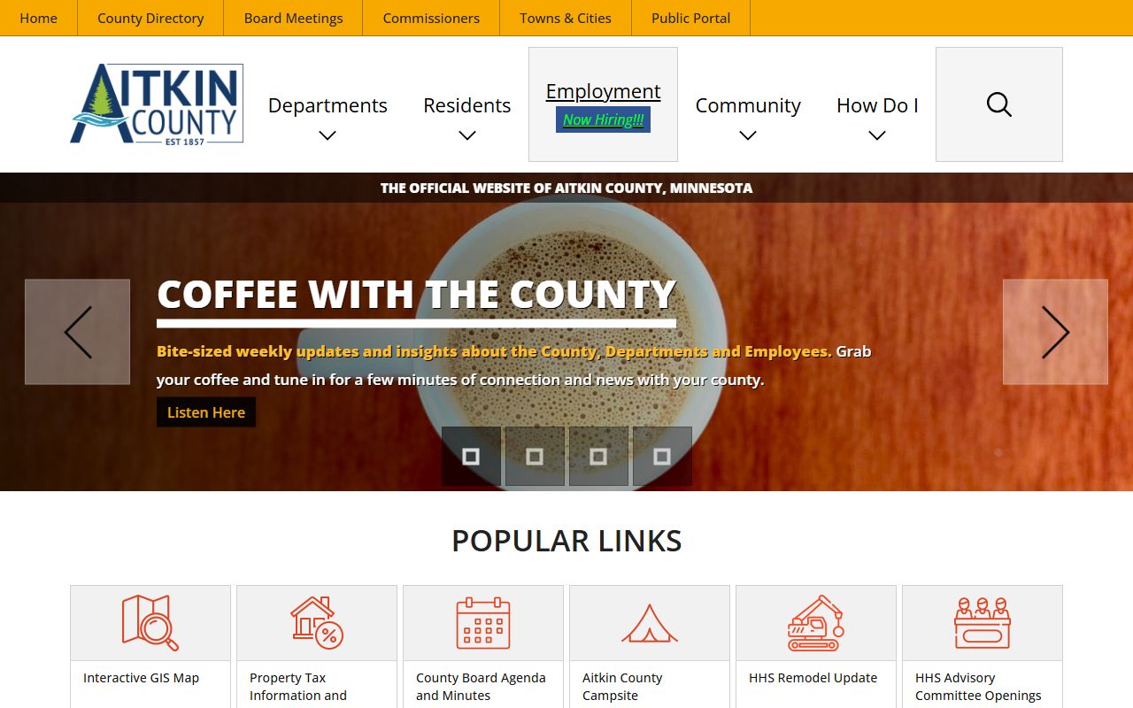 Aitkin County government website for genealogy records
