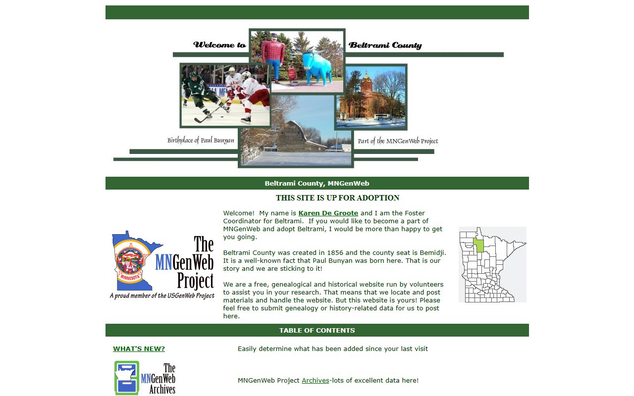 Beltrami County MNGenWeb genealogy records and research resources