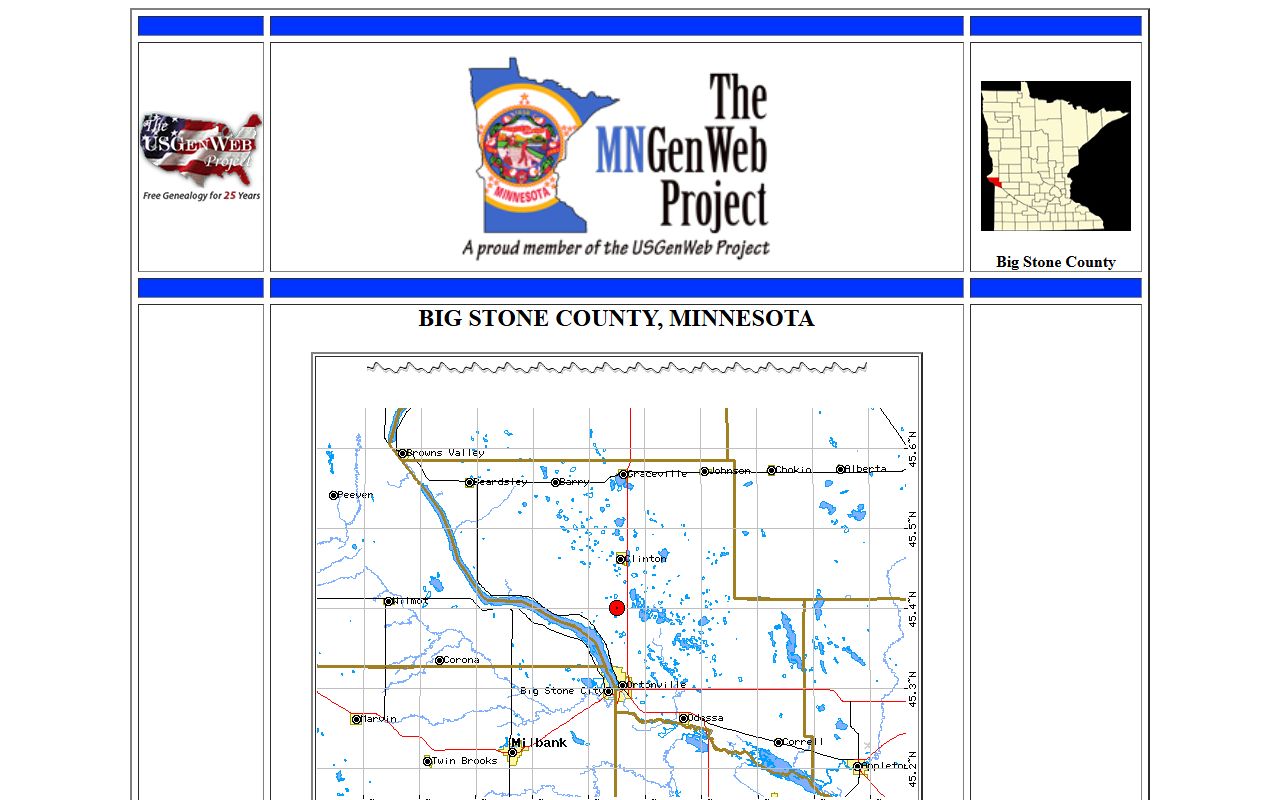 Big Stone County MNGenWeb genealogy records and resources