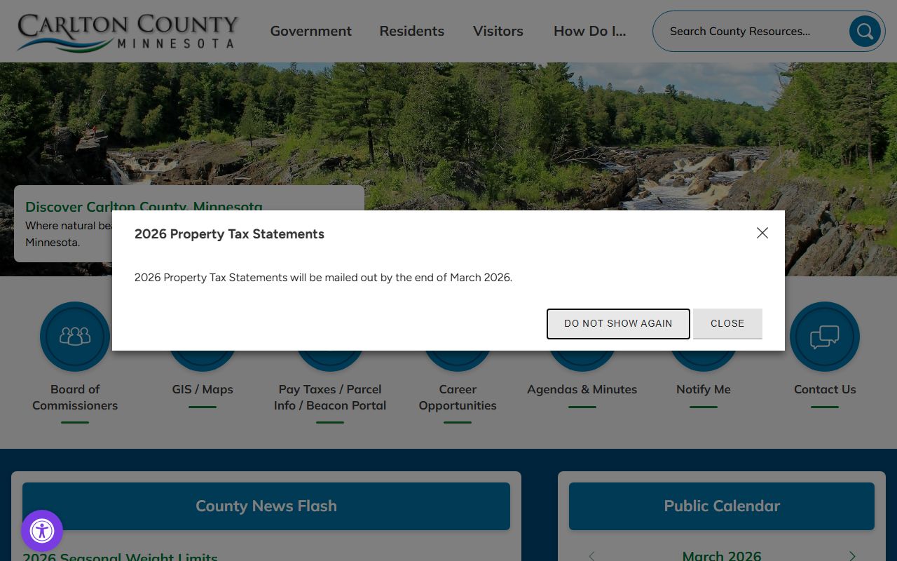 Carlton County government website for genealogy records and county services