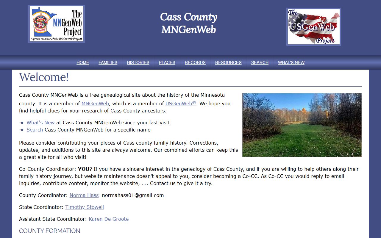Cass County MNGenWeb genealogy records