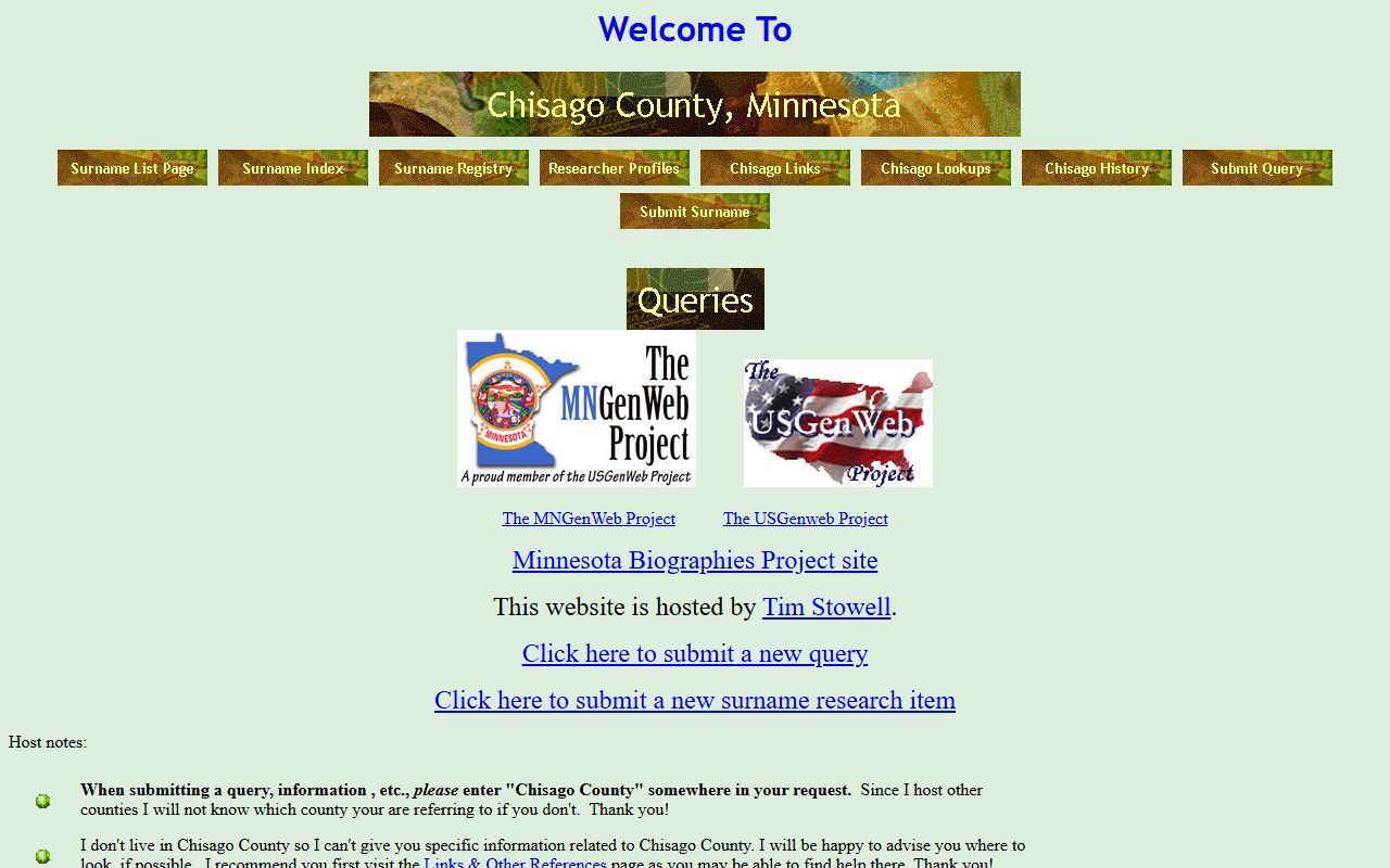 Chisago County MNGenWeb genealogy records
