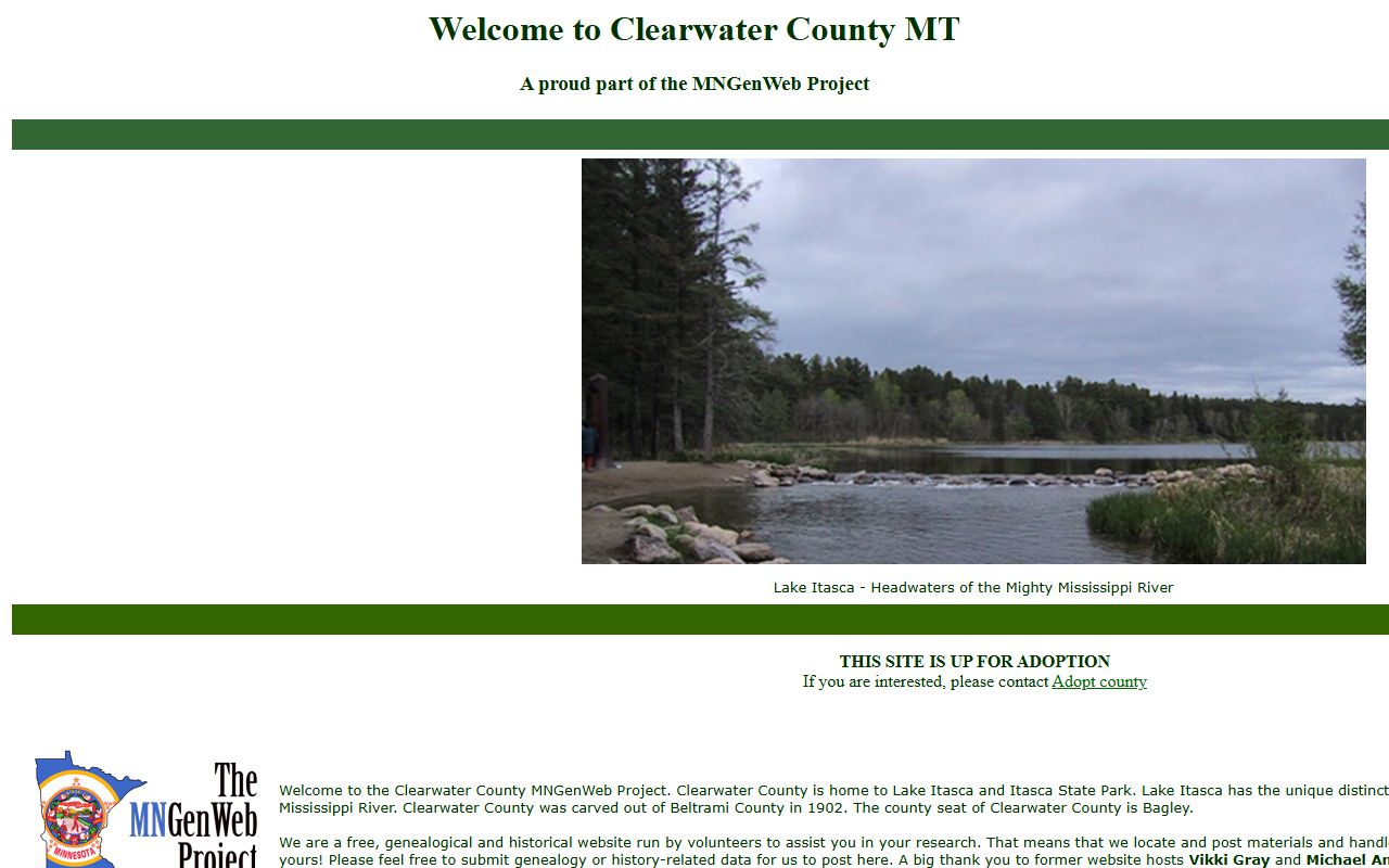 Clearwater County MNGenWeb genealogy records