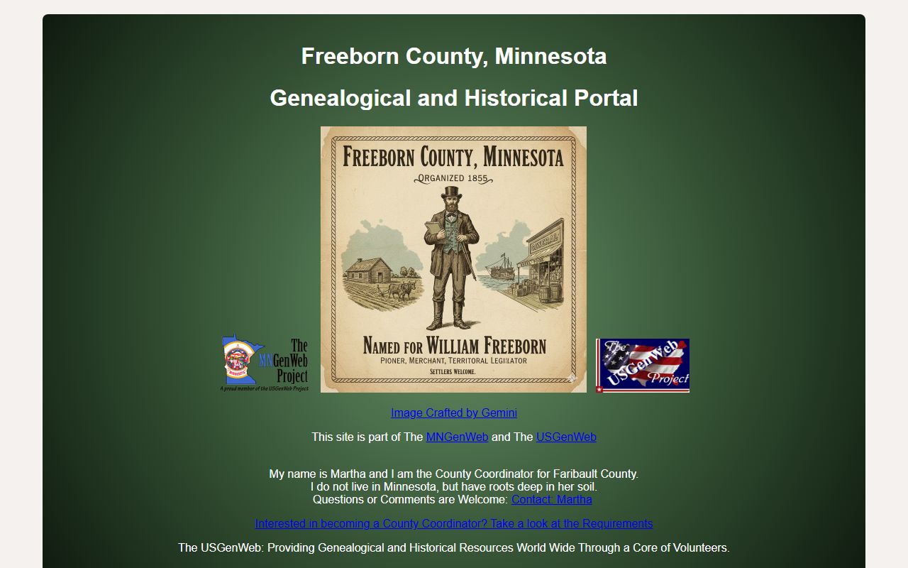 Freeborn County genealogy records MNGenWeb