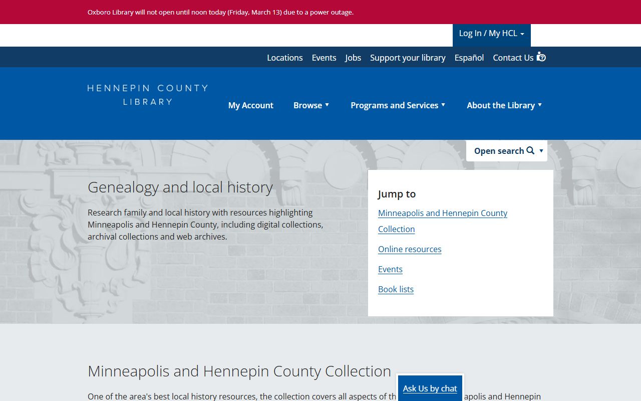 Hennepin County Library genealogy collection