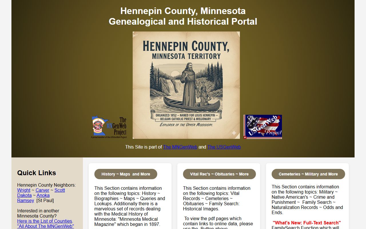 Hennepin County genealogy records MNGenWeb