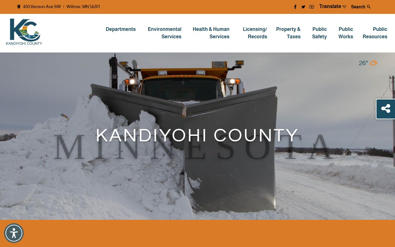 Kandiyohi County Government website for genealogy records
