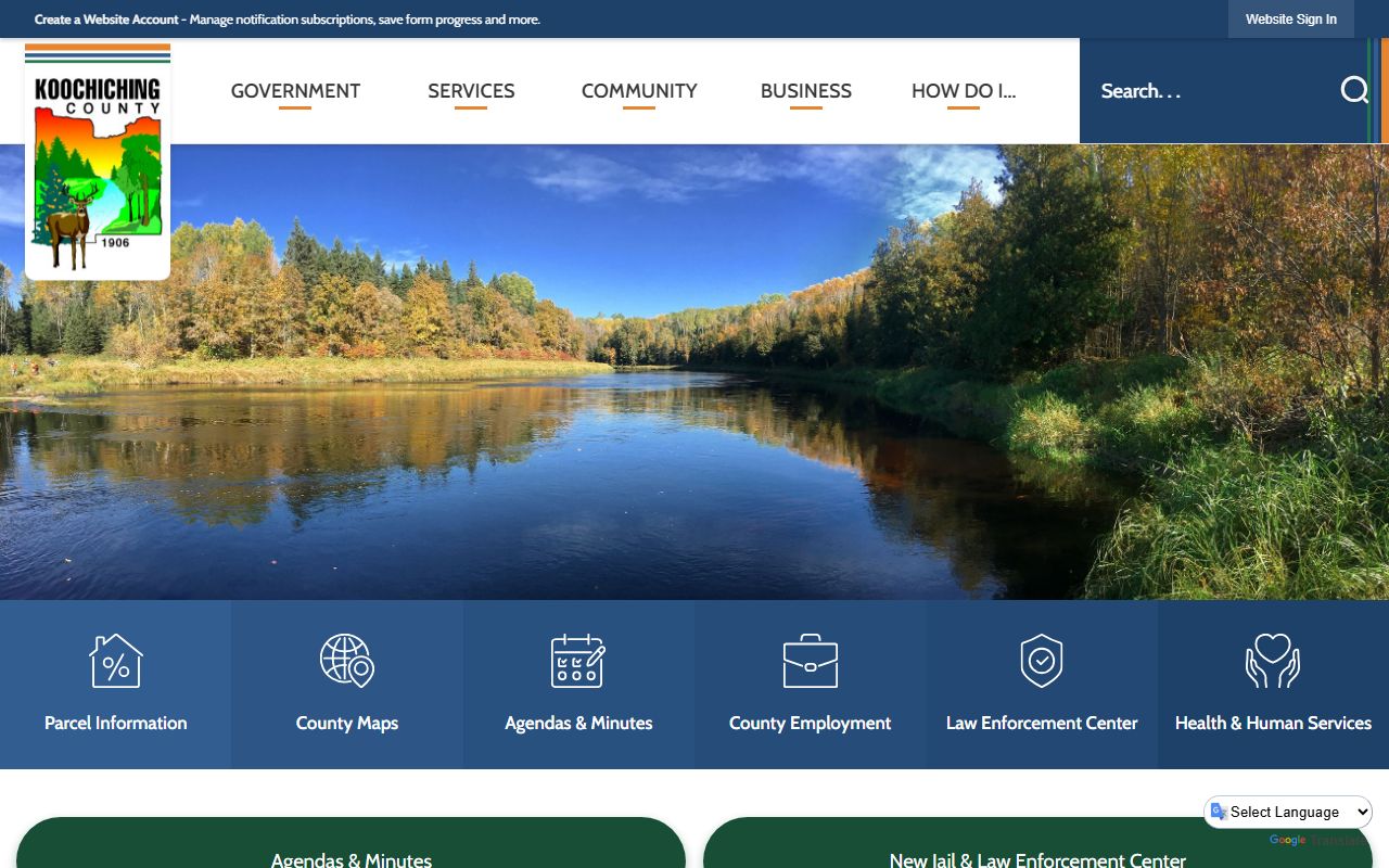 Koochiching County Government website for genealogy records