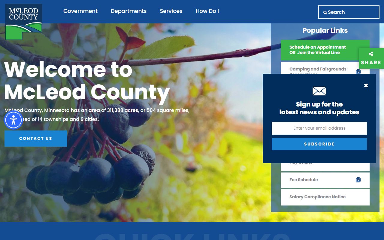 McLeod County Government website for genealogy records