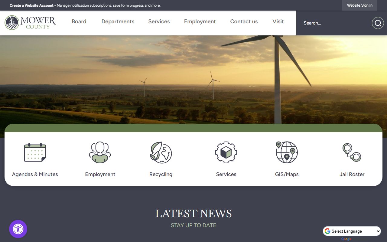 Mower County Government website for genealogy records