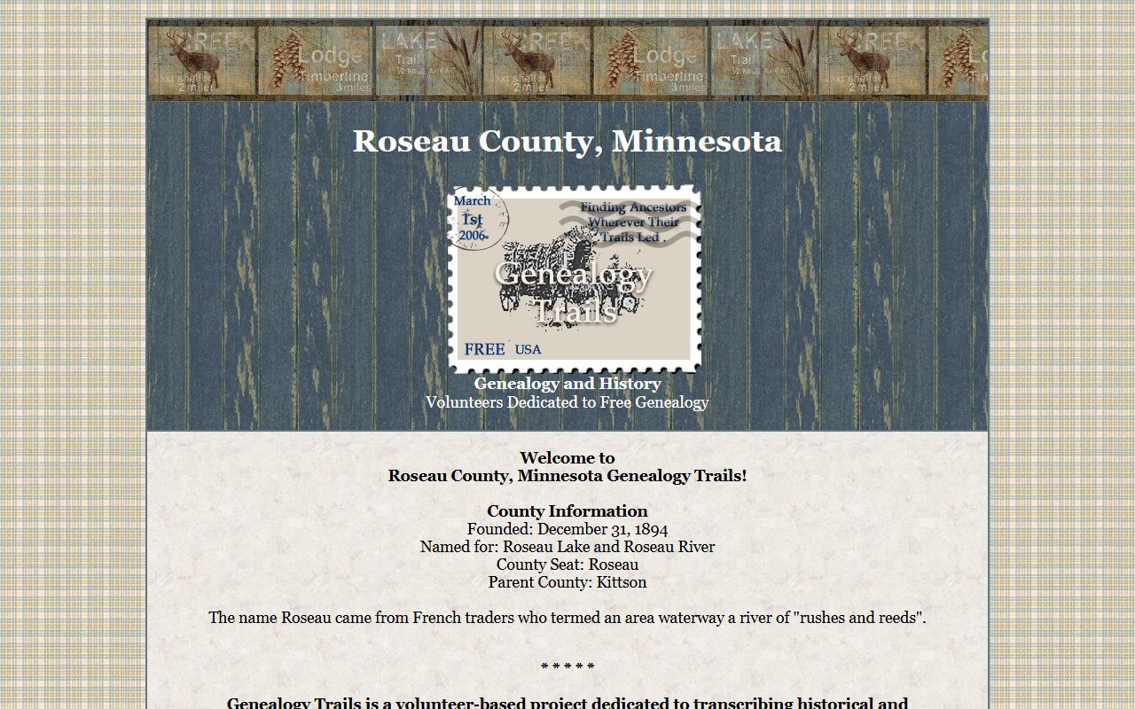 Roseau County genealogy records