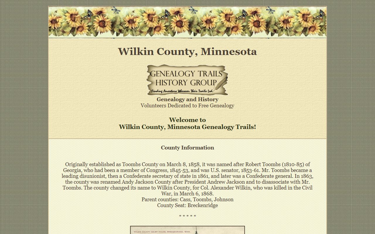 Wilkin County Genealogy Trails records