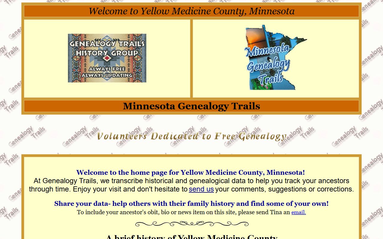 Yellow Medicine County Genealogy Trails records