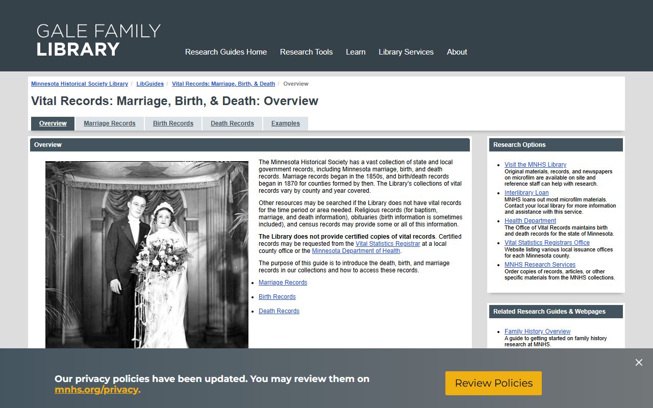 MNHS Vital Records Guide - Minnesota Genealogy Records